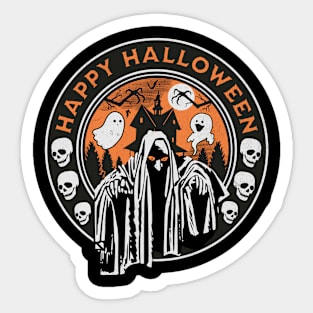 Ghosts and skulls vintage Halloween Sticker